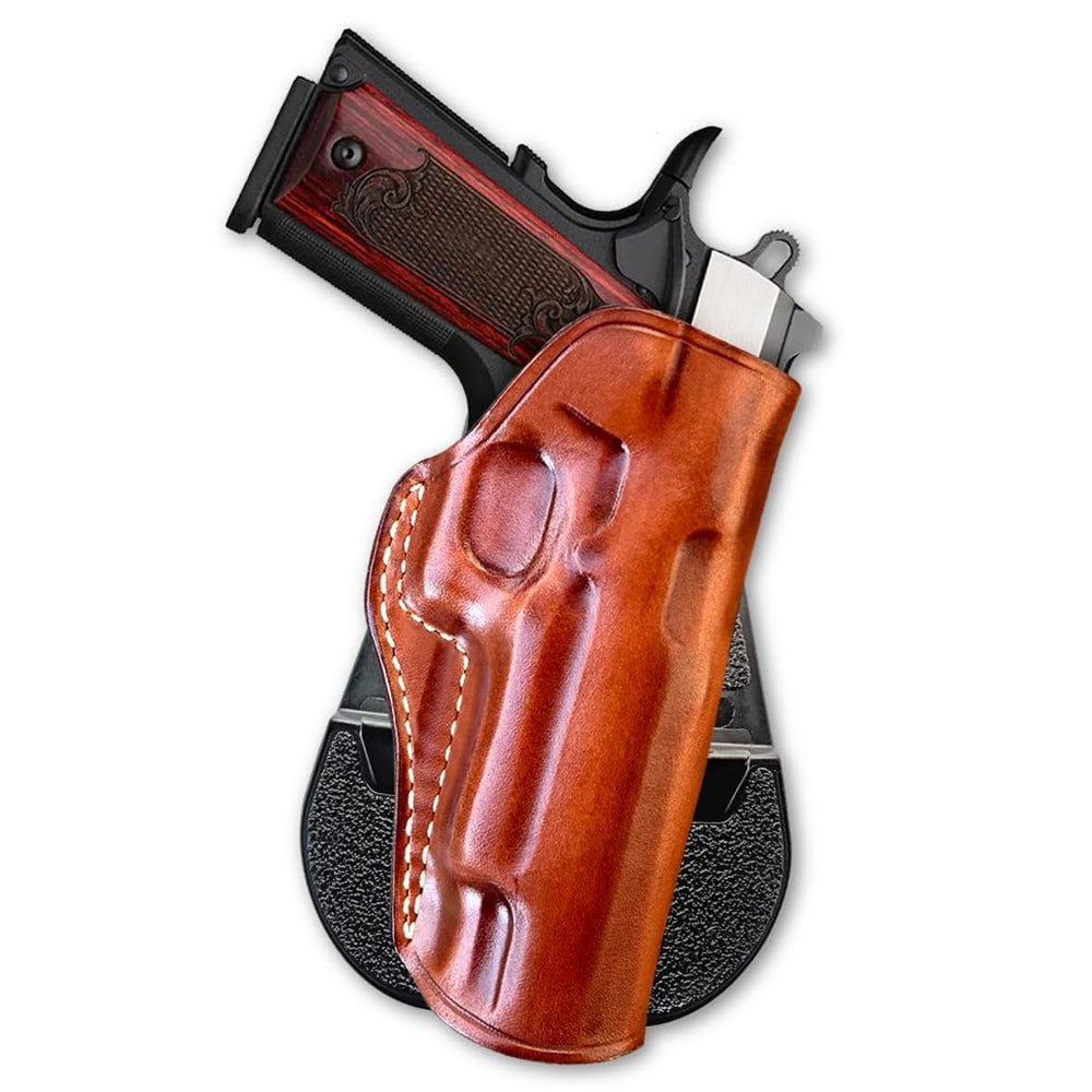 Premium Leather Paddle Holster (OWB) Open Top For Fast Drawing- Adjustable Paddle