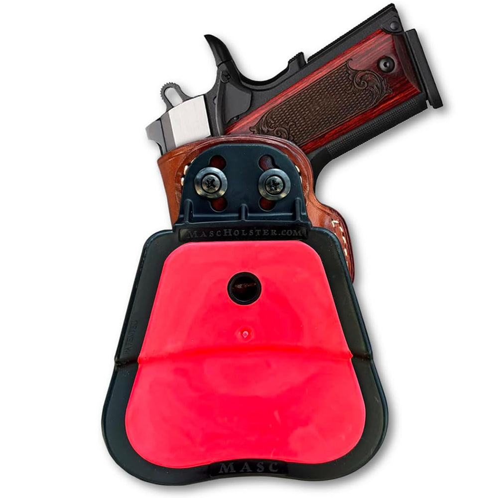 Premium Leather Paddle Holster (OWB) Open Top For Fast Drawing- Adjustable Paddle