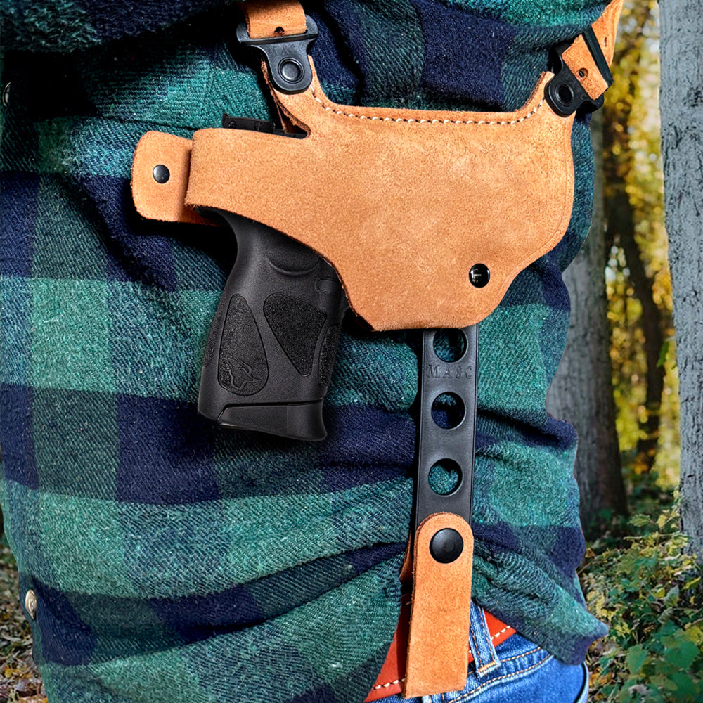 Suede Leather Horizontal Shoulder Holster With Single Magazine Carrier