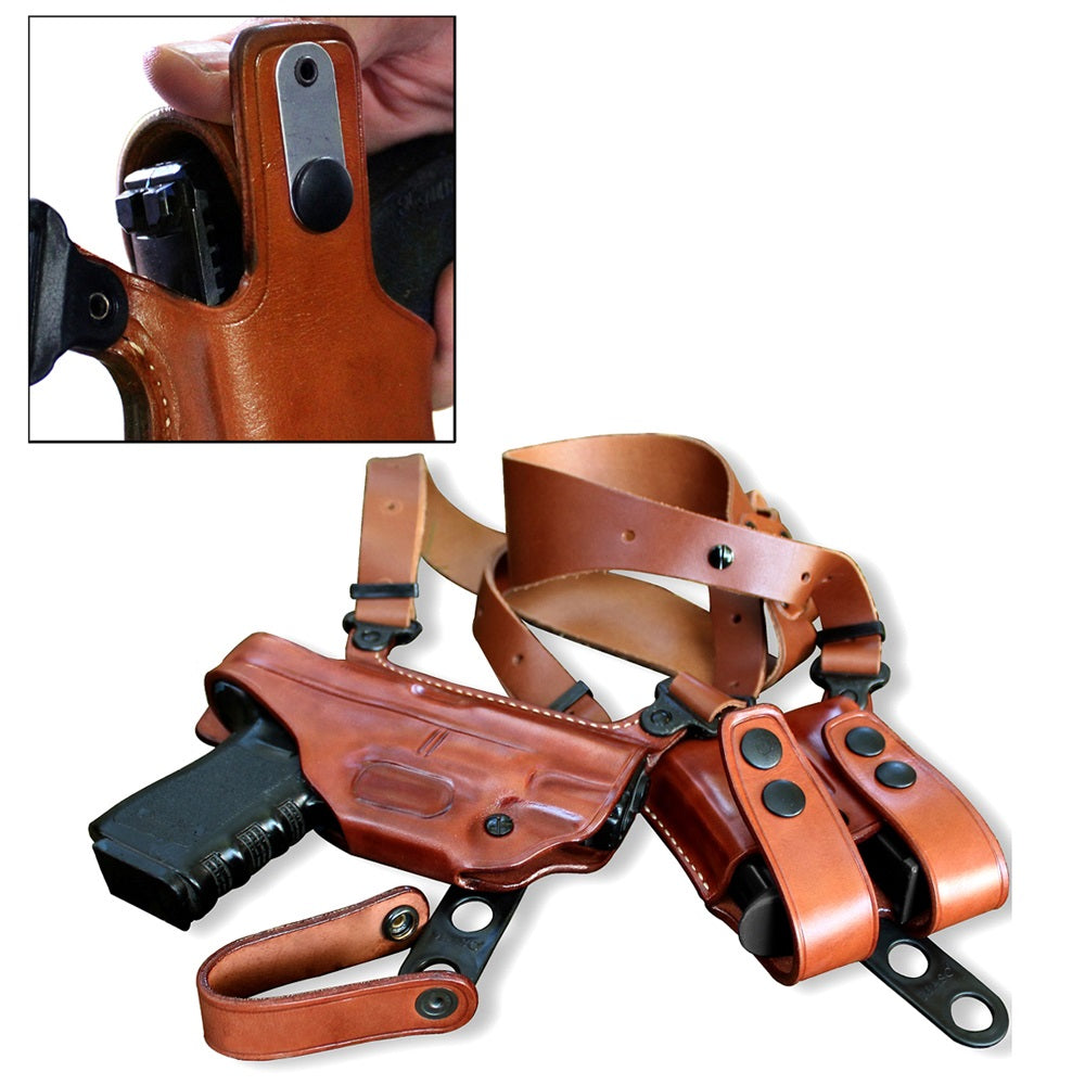 Leather Horizontal Shoulder Holster With Double Magazine Carrier