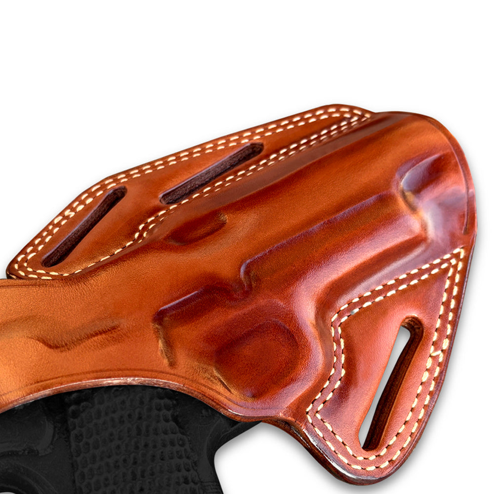 Cocked & Locked 1911 4″ & 5″, OWB Leather Pancake Holster – Three-Slot, Thumb Break Retention