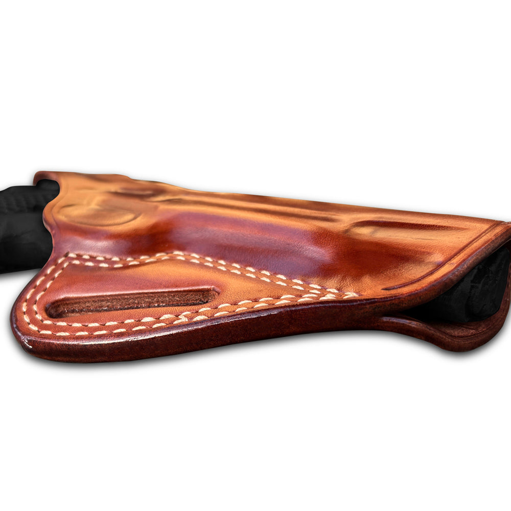 Cocked & Locked 1911 4″ & 5″, OWB Leather Pancake Holster – Three-Slot, Thumb Break Retention