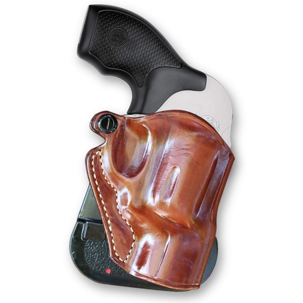 Premium Leather OWB Paddle Holster For Taurus PT 85 Revolver - Right Hand Brown Holster With Adjustable Cant