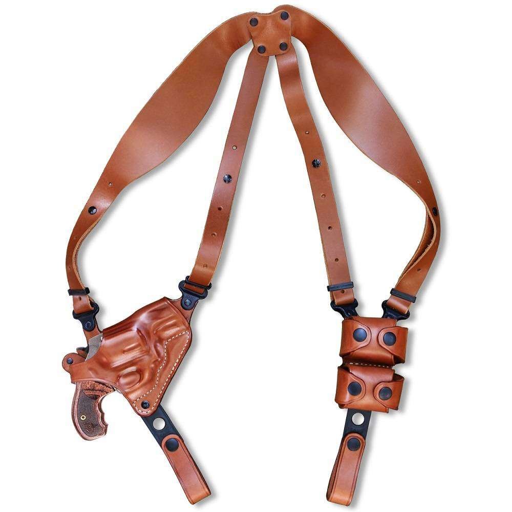 Leather Horizontal Shoulder Holster With Double SpeedLoader Pouch