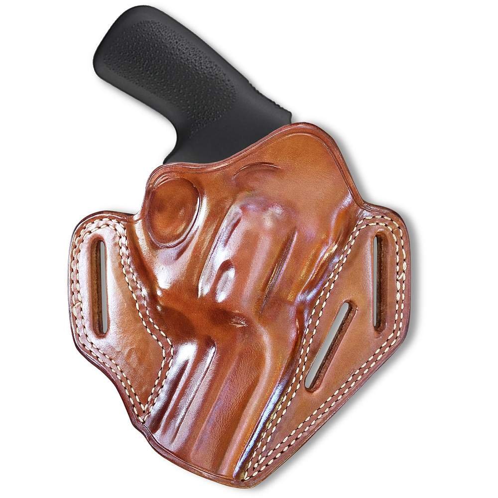 3 - Slot Leather OWB Pancake Holster With Open Top For Revolvers