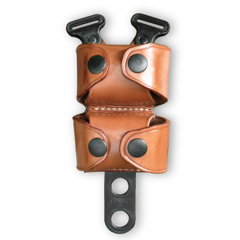 Leather Gun Double SpeedLoader Pouch For Underarm System