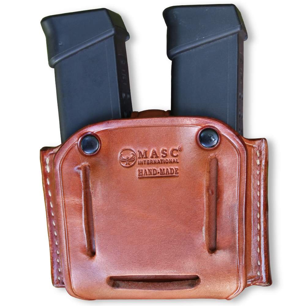 Premium Leather Open Top Double Magazine Carrier