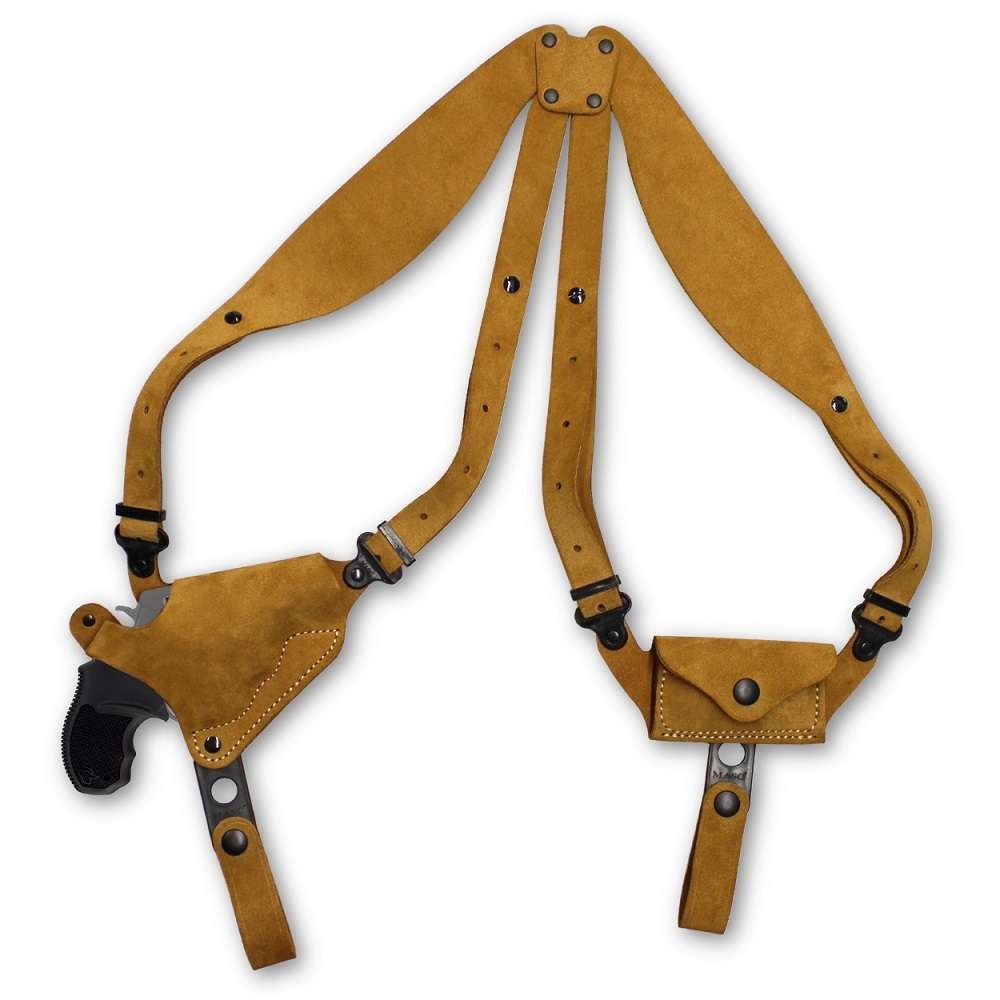 Suede Leather Horizontal Shoulder Holster With Bullet Carrier