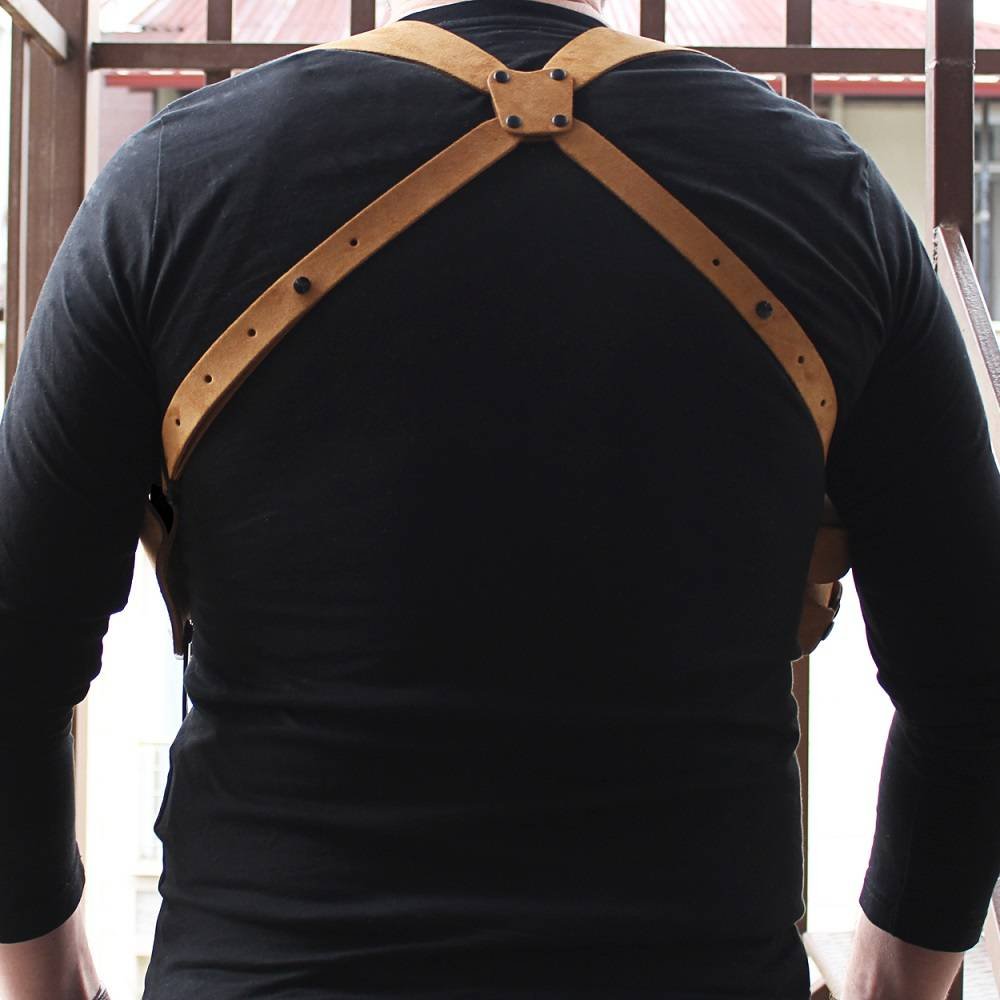 Suede Leather Horizontal Shoulder Holster With Bullet Carrier