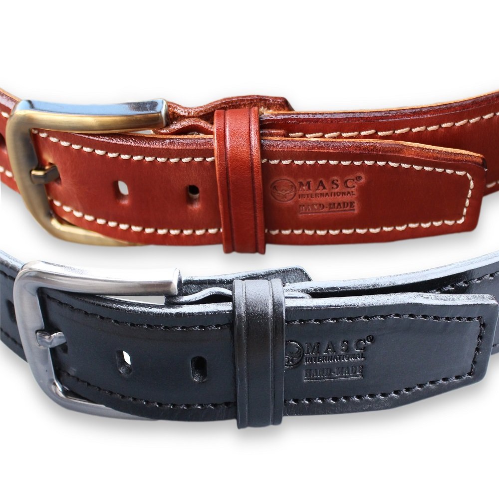 Concealed Carry Heavy Duty Genuine Leather Belt For Use With Heavy Handguns