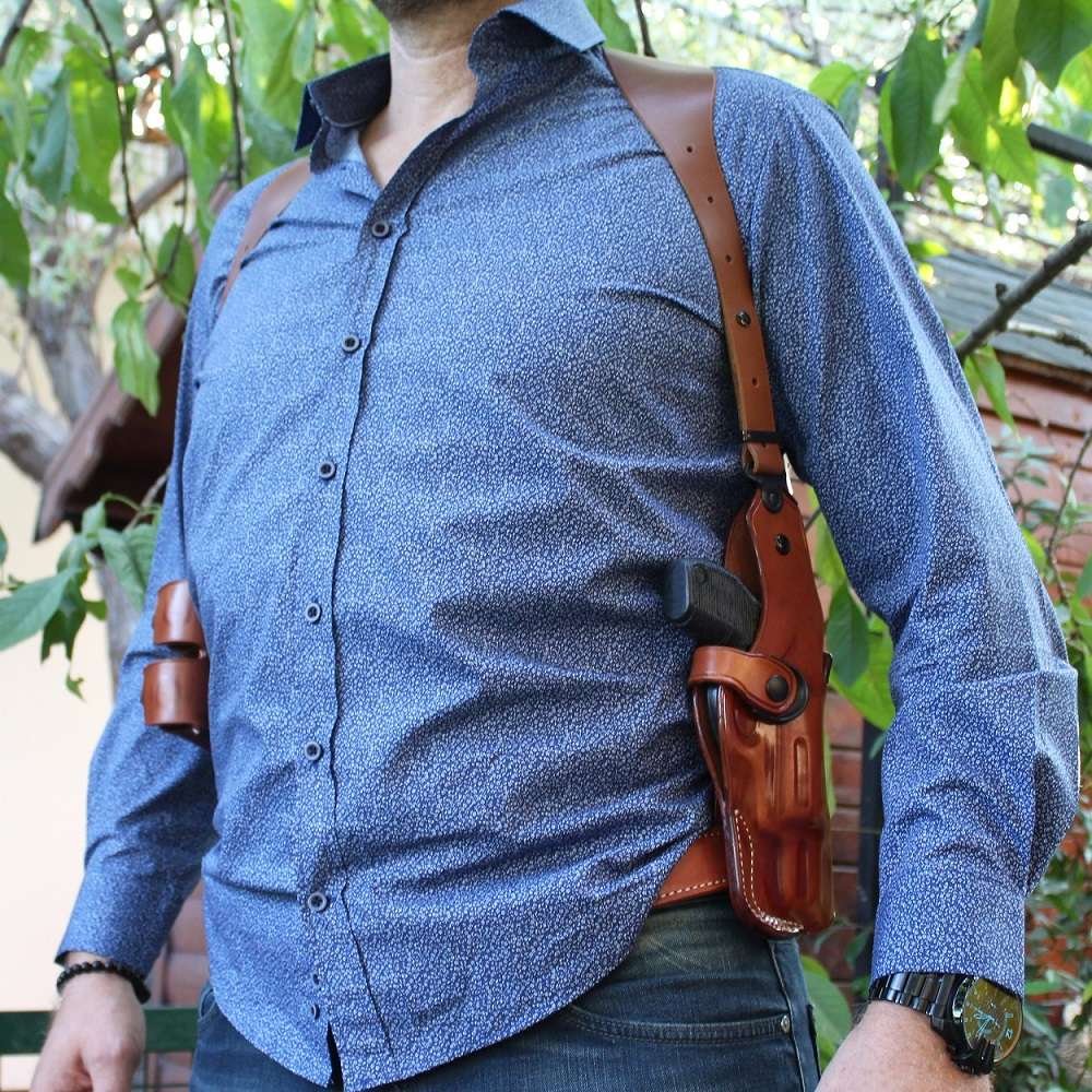 Premium Leather Vertical Shoulder Holster System For Revolvers