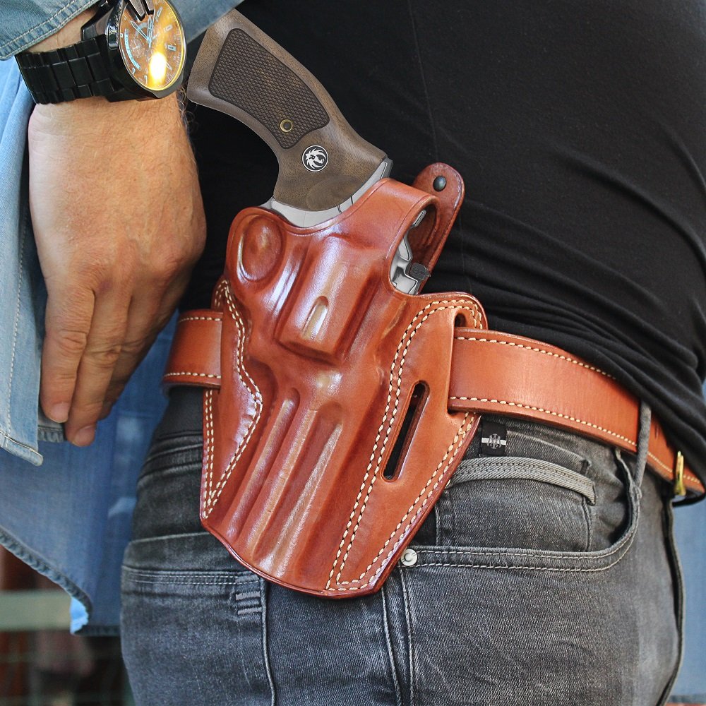 Premium Leather 3-Slot Pancake Holster With Thumb Break for good retention