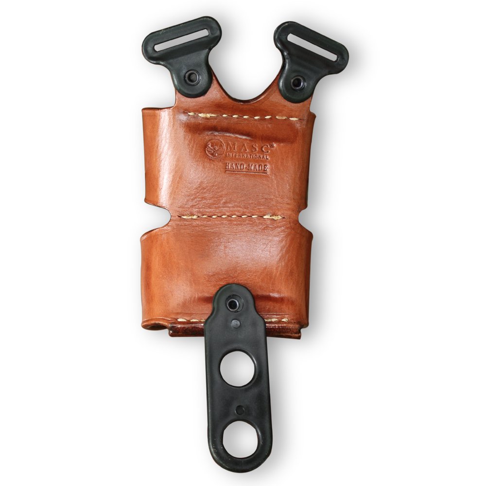 Leather Gun Double SpeedLoader Pouch For Underarm System