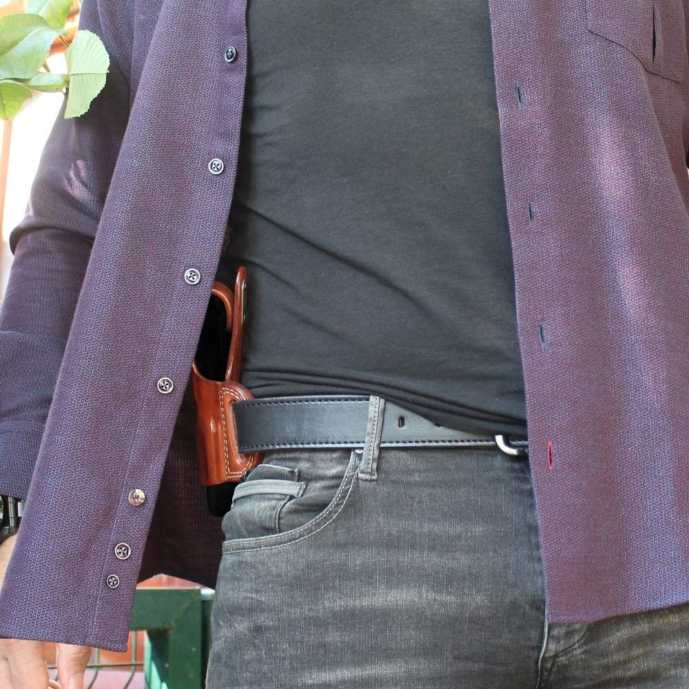 Premium Leather Pancake Holster With Thumb Break - Open End