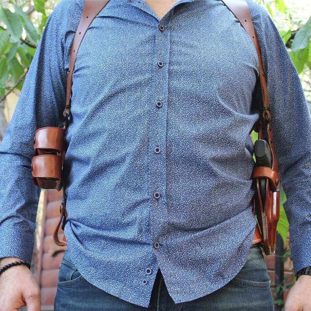 Premium Leather Vertical Shoulder Holster System For Revolvers