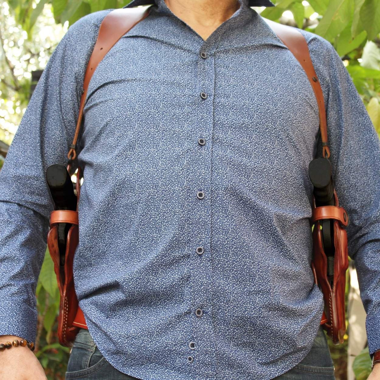Premium Leather Dual Gun Vertical Shoulder Holster System