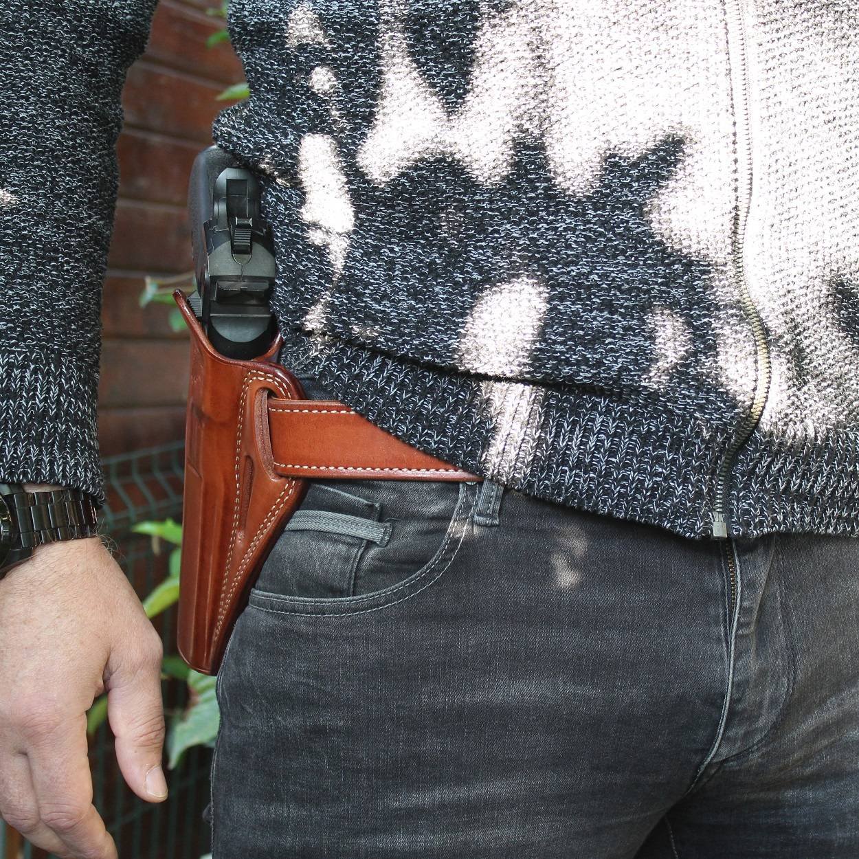 Leather (OWB) Pancake Holster For Desert Eagle, Fits ALL Calibers With 5" / 6" Barrel