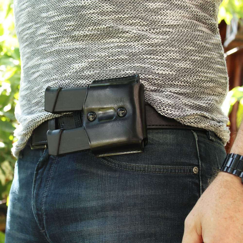 Premium Leather Open Top Double Magazine Carrier
