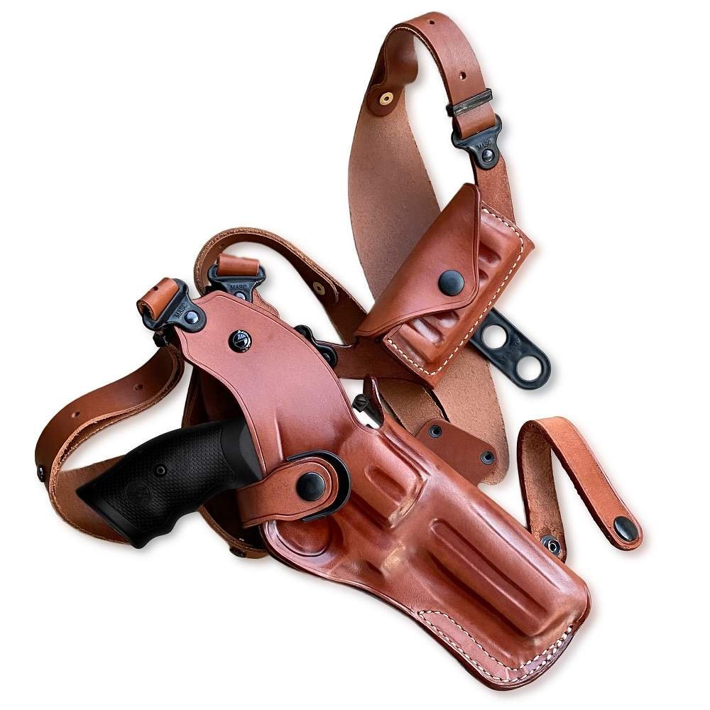 Vertical Leather Shoulder Holster With Bullet Carrier