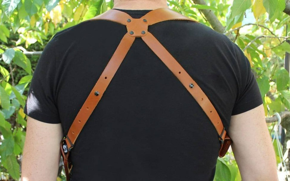 Leather Horizontal Shoulder Holster With Double SpeedLoader Pouch