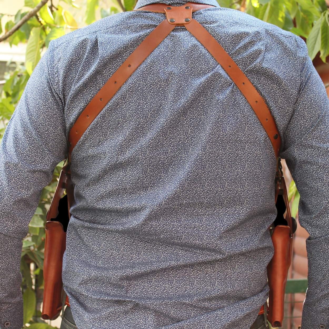 Premium Leather Dual Gun Vertical Shoulder Holster System