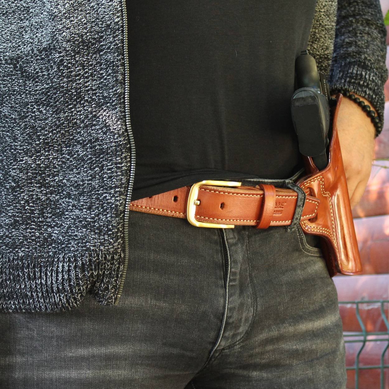 Leather (OWB) Pancake Holster For Desert Eagle, Fits ALL Calibers With 5" / 6" Barrel