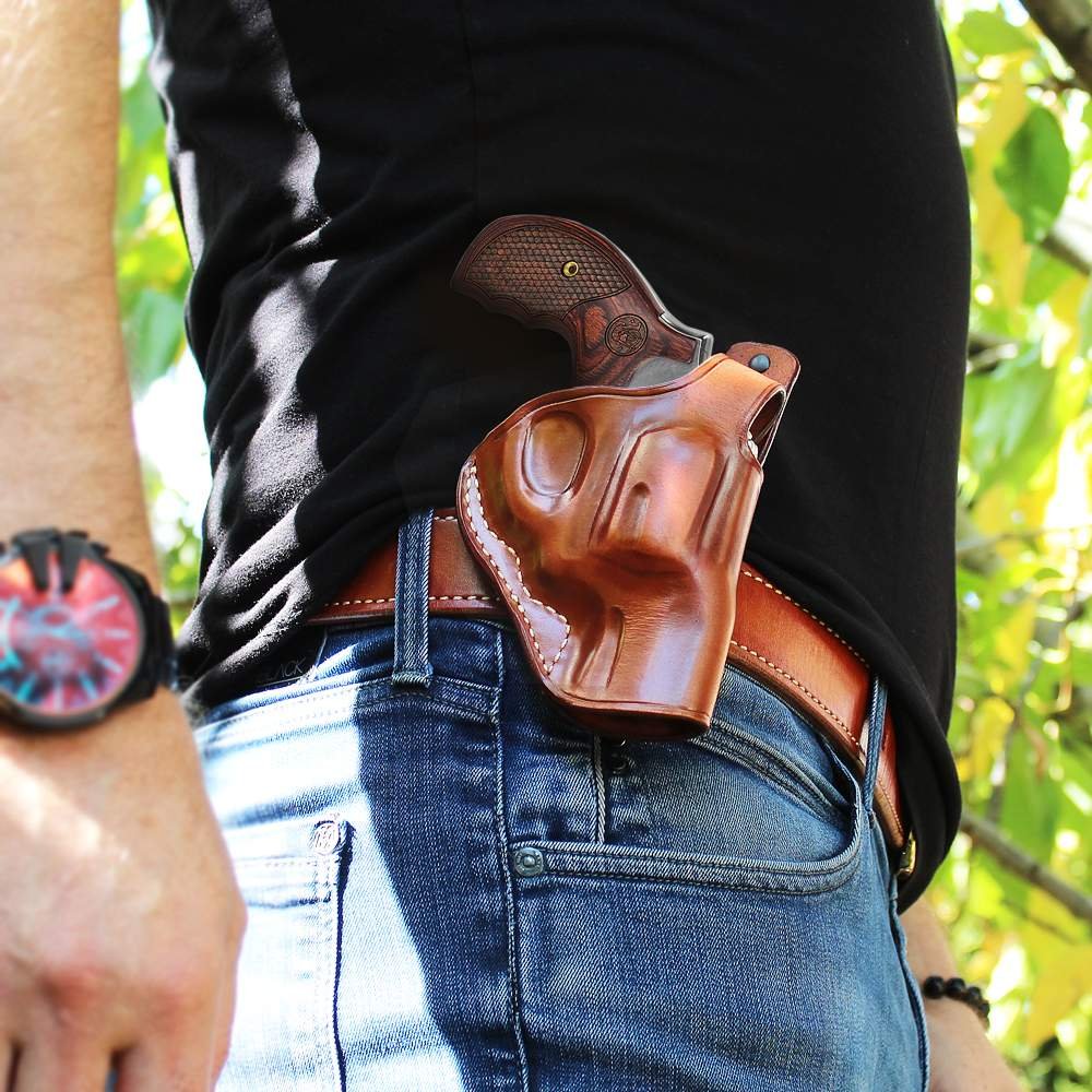 Premium Leather (OWB) Paddle Holster With Thumb Break For Revolvers