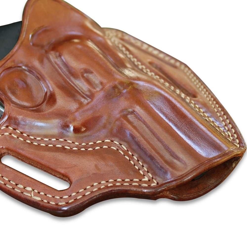 3 - Slot Leather OWB Pancake Holster With Open Top For Revolvers