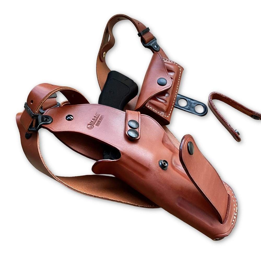 Vertical Leather Shoulder Holster With Bullet Carrier