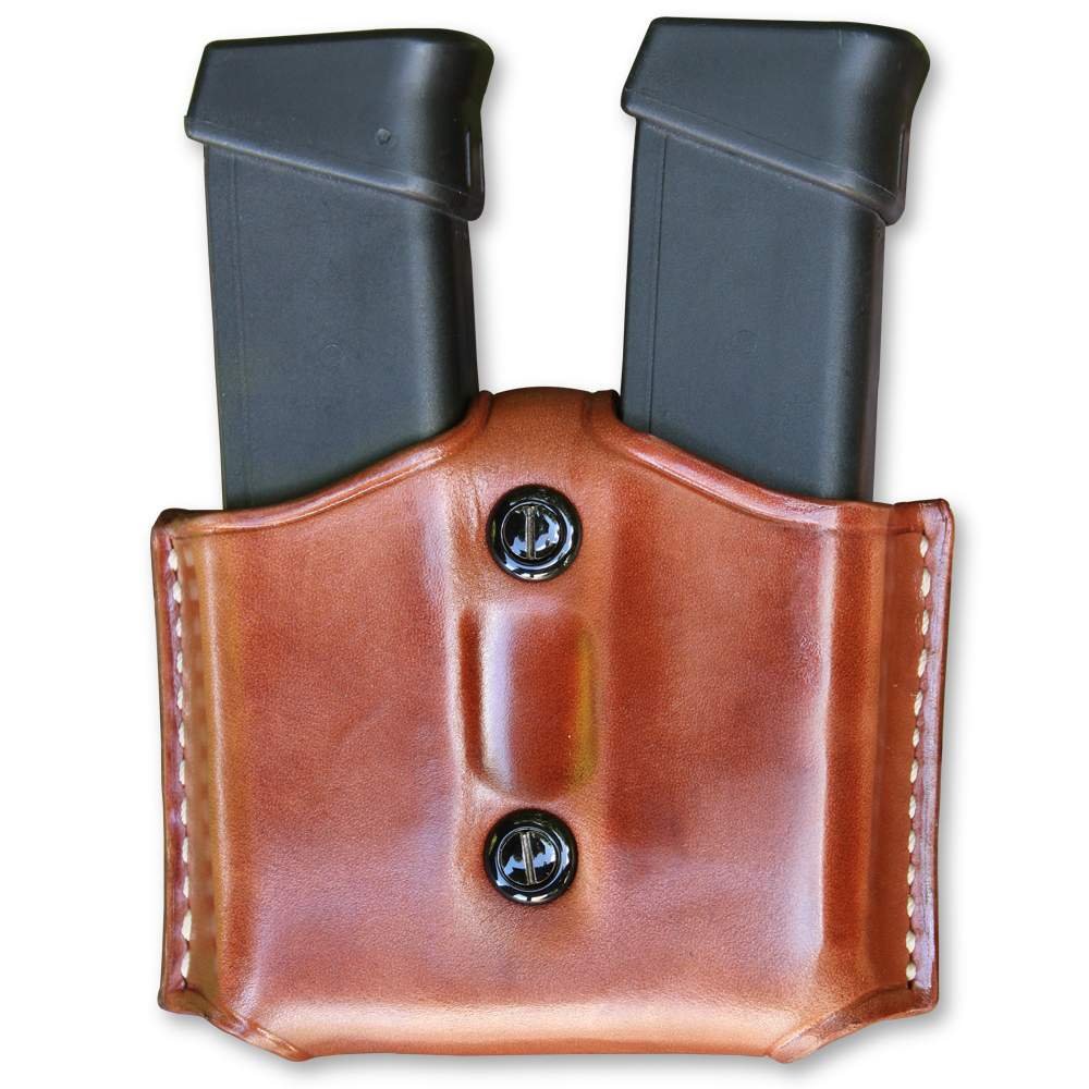 Premium Leather Open Top Double Magazine Carrier
