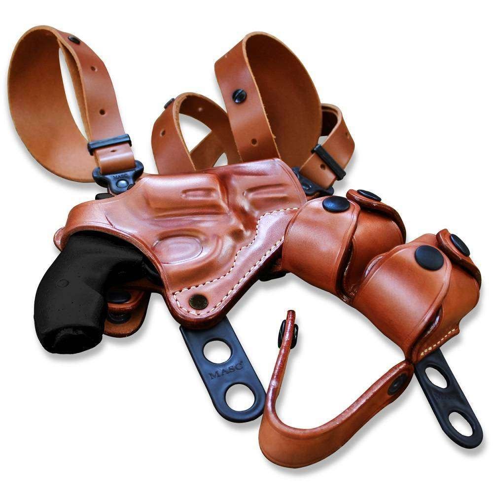 Leather Horizontal Shoulder Holster With Double Speed Loader