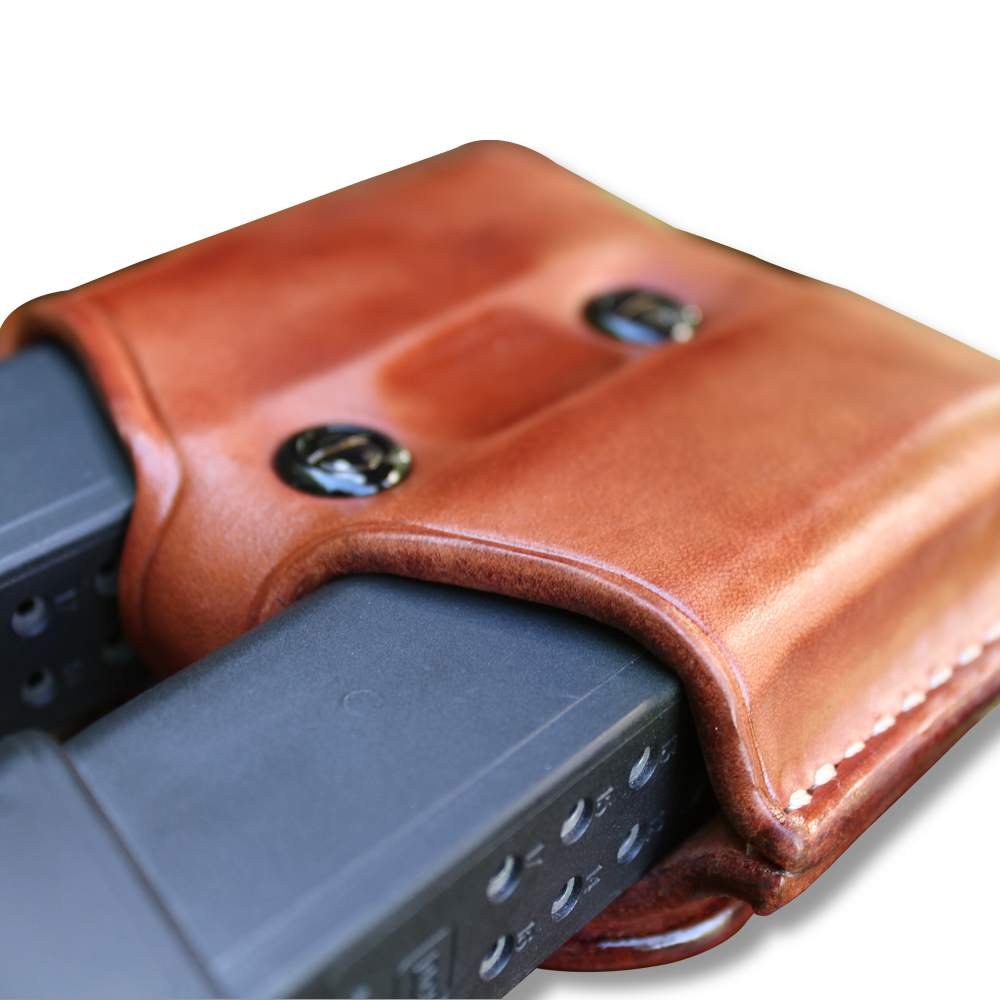 Premium Leather Open Top Double Magazine Carrier
