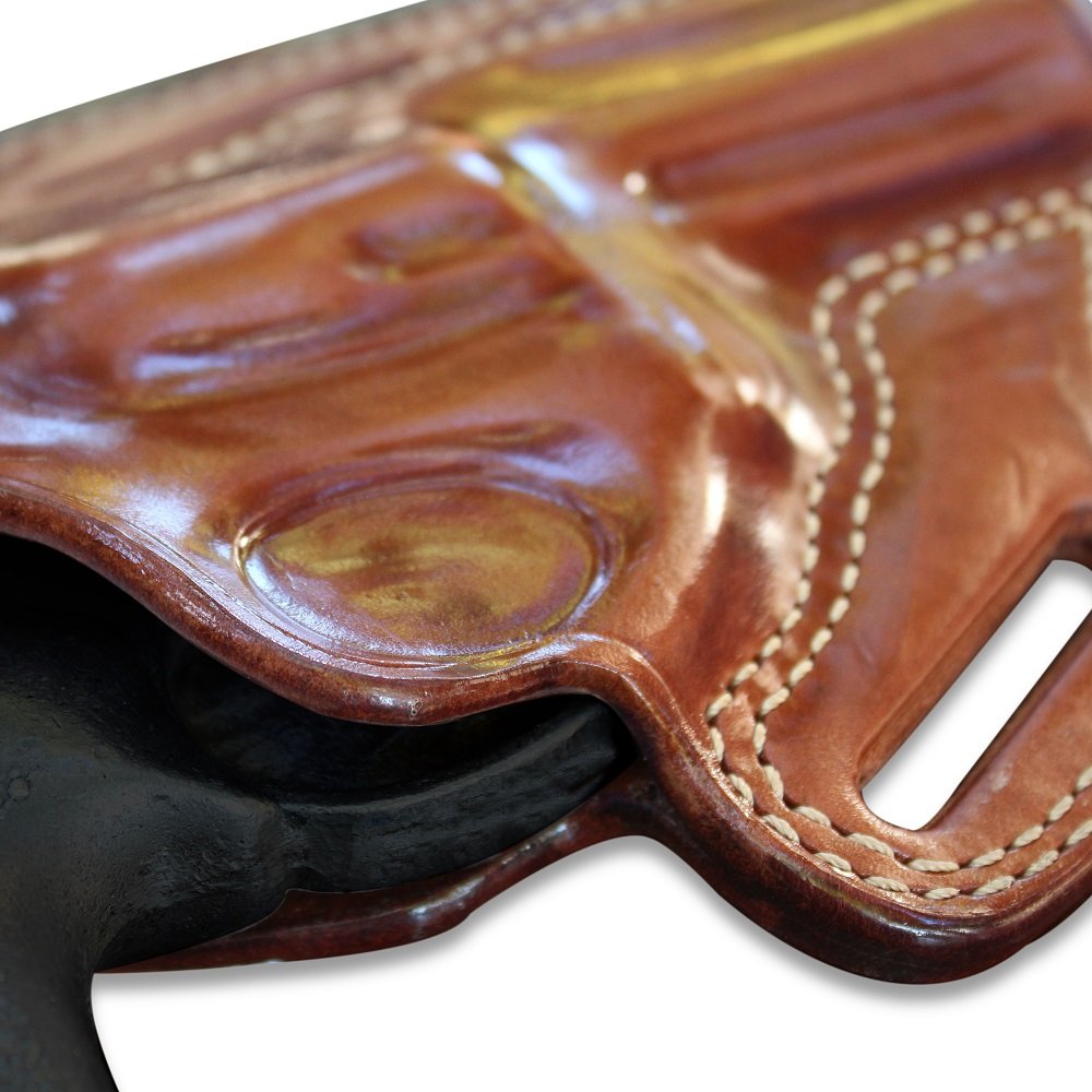3 - Slot Leather OWB Pancake Holster With Open Top For Revolvers