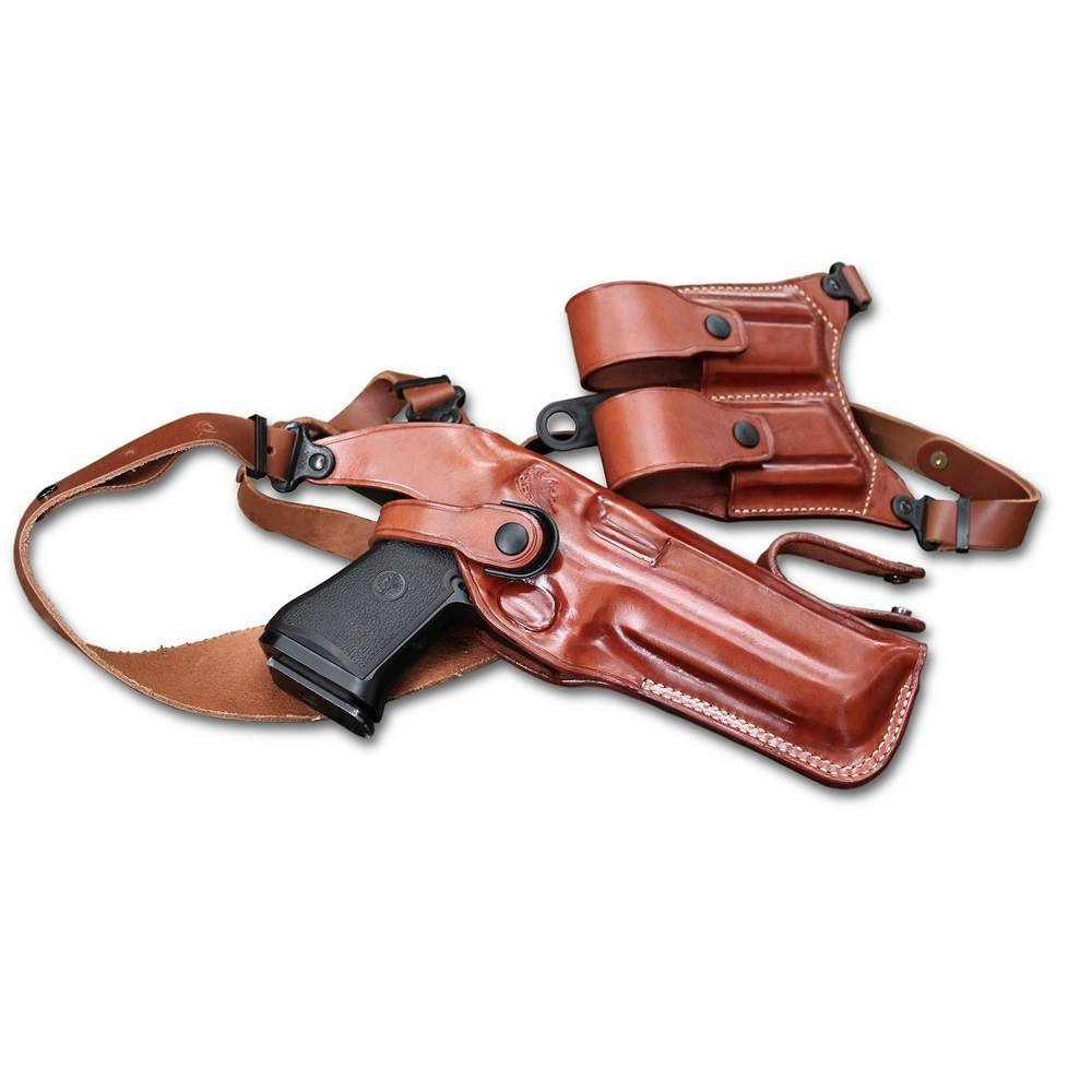 Leather Vertical Shoulder Holster With Double Magazine Carrier For Desert Eagle