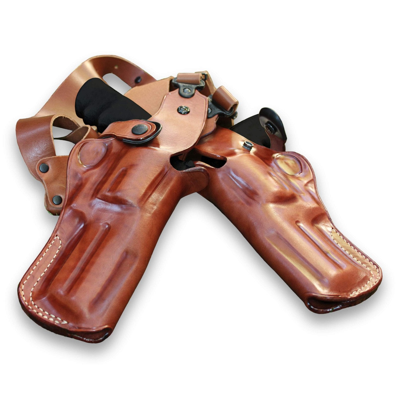 Premium Leather Dual Gun Vertical Shoulder Holster System