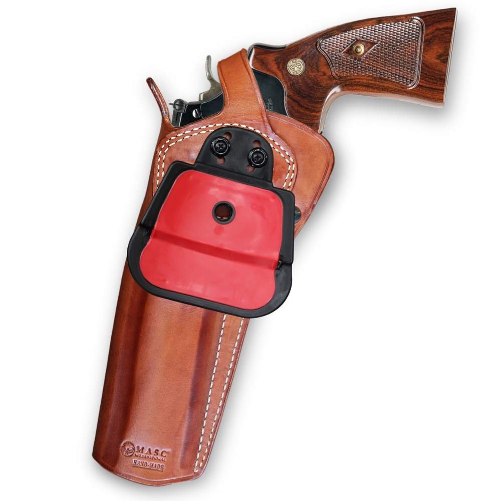 Leather OWB Paddle Holster with Retention Strap For Revolvers