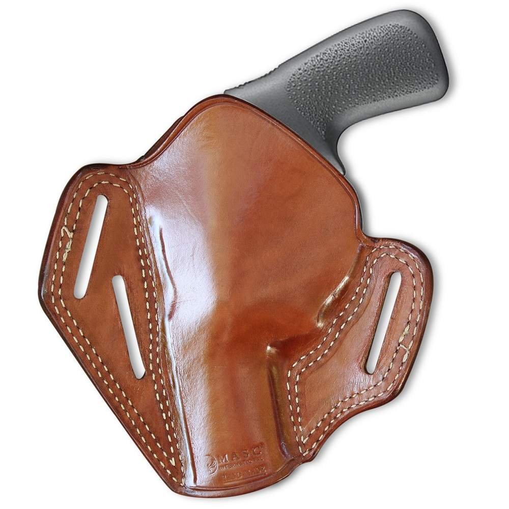 3 - Slot Leather OWB Pancake Holster With Open Top For Revolvers