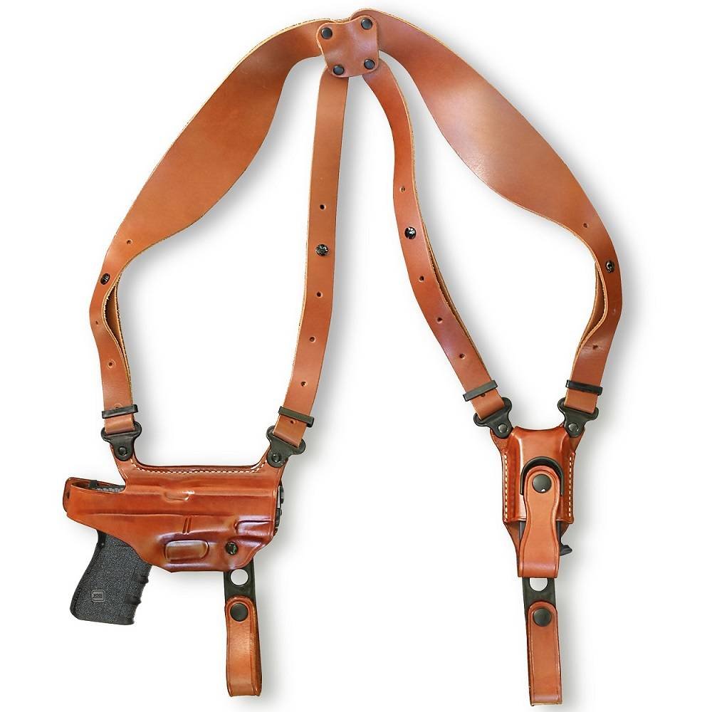 Premium Leather Horizontal Shoulder Holster With Single Magazine Carrier