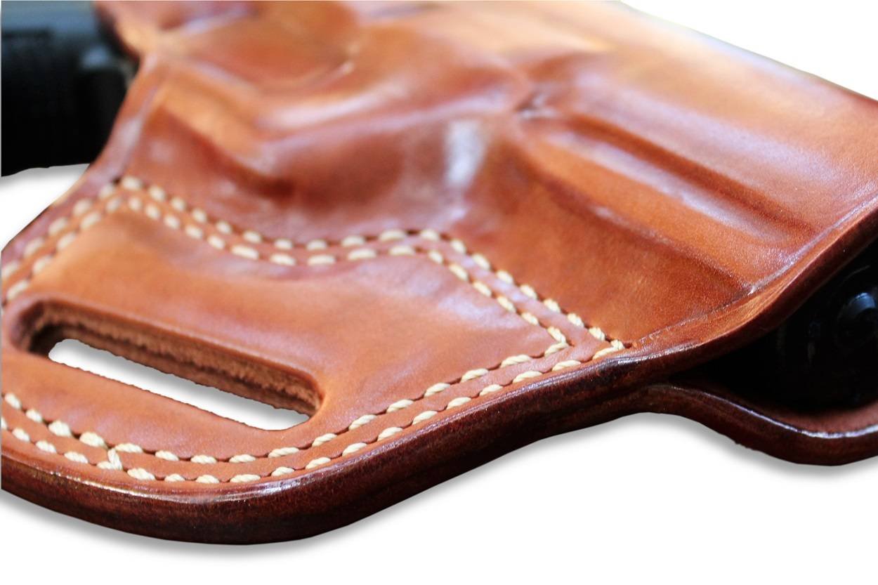 3- Slot OWB Leather Pancake Holster With Thumb Break For Good Retention