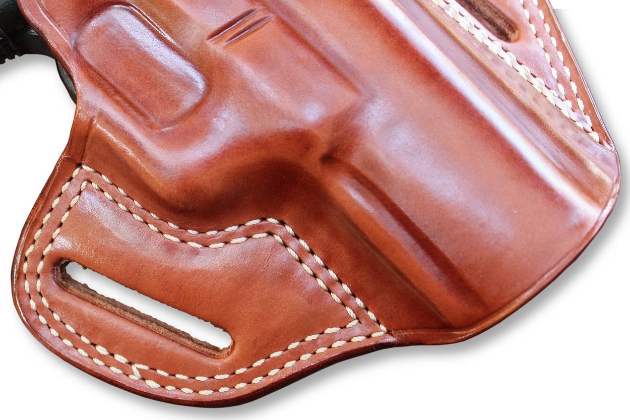 3- Slot OWB Leather Pancake Holster With Thumb Break For Good Retention