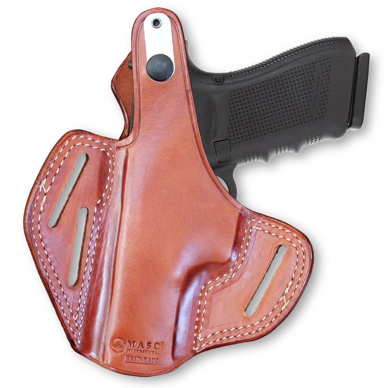 3- Slot OWB Leather Pancake Holster With Thumb Break For Good Retention