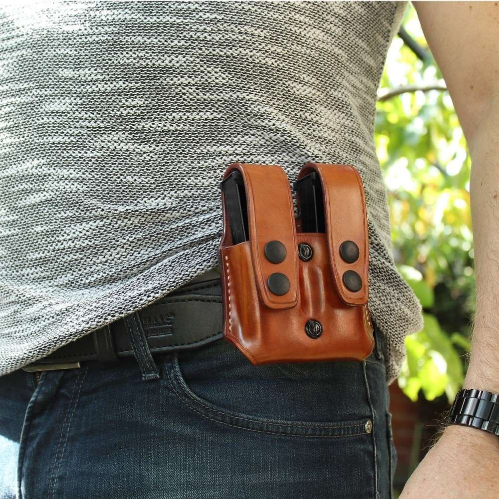 Leather Double Magazine Carrier With Retention Paddle