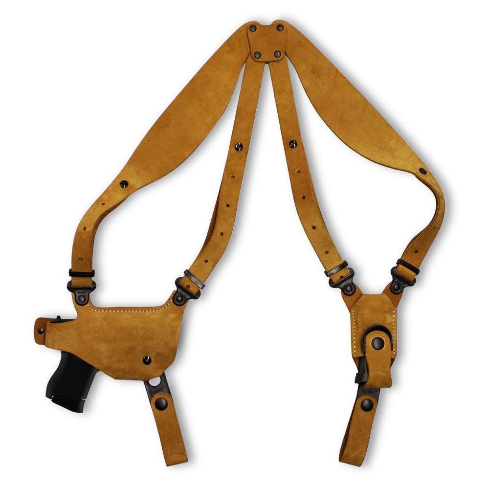 Suede Leather Horizontal Shoulder Holster With Single Magazine Carrier