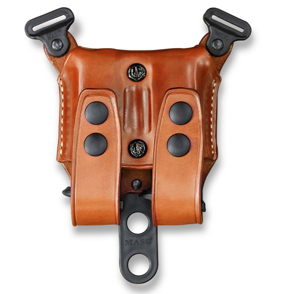 Leather Double Magazine Carrier For Shoulder System Component