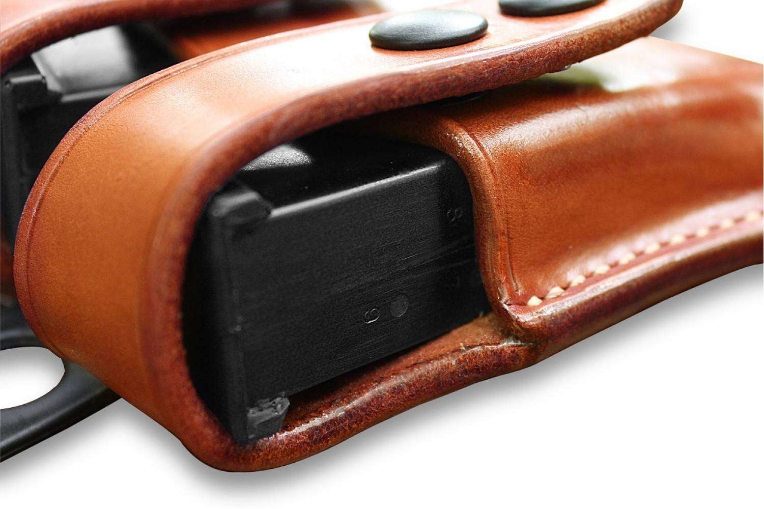 Leather Double Magazine Carrier For Shoulder System Component