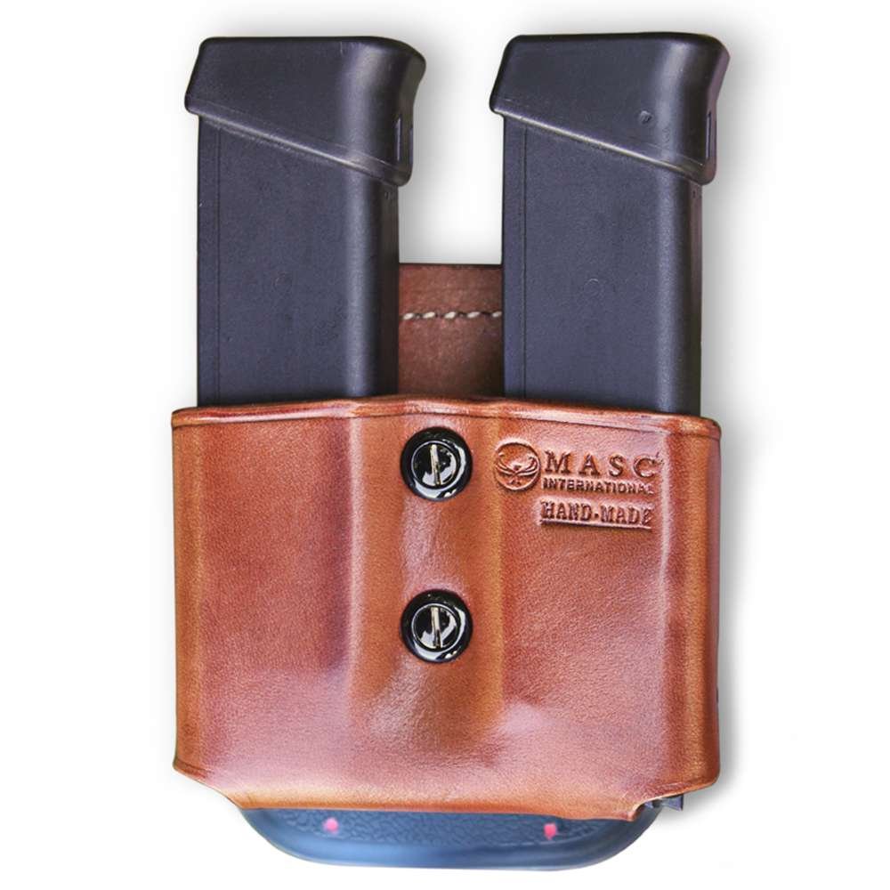 Premium Leather Double Magazine Carrier With Adjustable Paddle