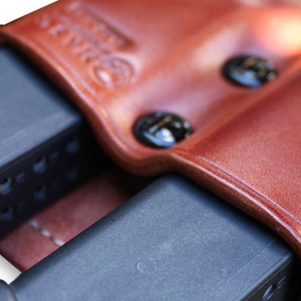 Premium Leather Double Magazine Carrier With Adjustable Paddle