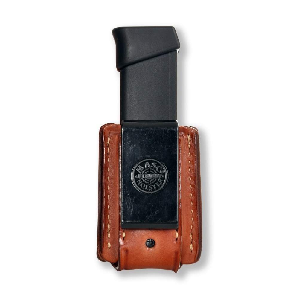 Leather Single Magazine Carrier With Spring Polymer Clip