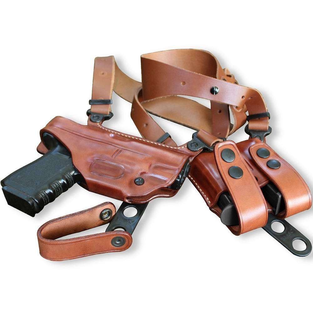 Leather Horizontal Shoulder Holster With Double Magazine Carrier