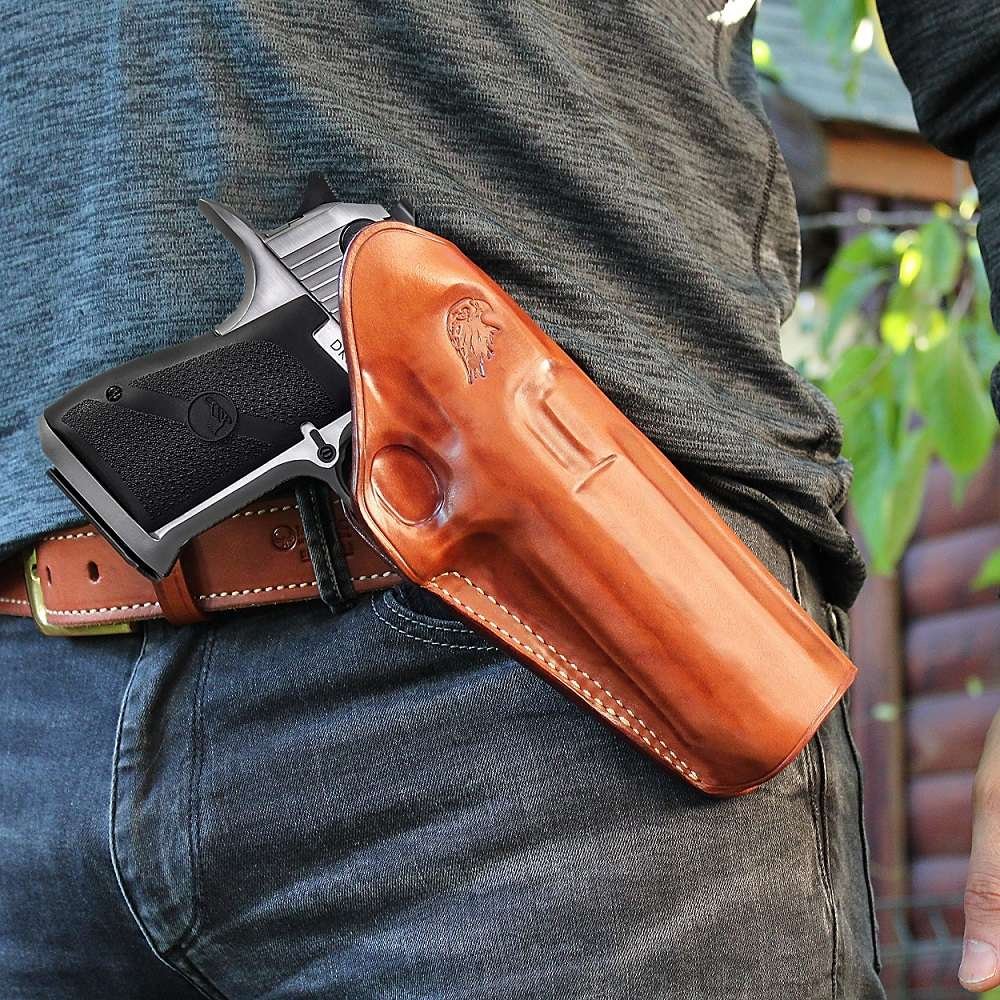 Premium Leather Three Slot Belt Holster For Desert Eagle